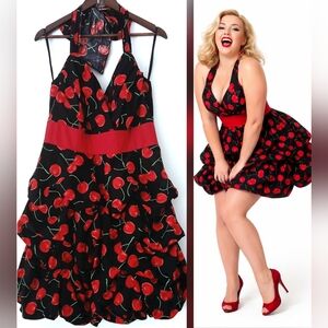 TORRID Halter Dress CHERRY Retro Rockabilly Bubble Skirt Women's Plus Size 16 XL